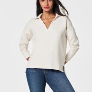 SPANX AirEssentials Polo in Oatmeal Heather
